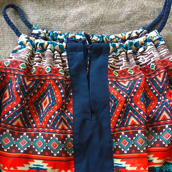 A. Byer Tribal Tunic Dress Red & Blue Patterned - Picture 4 of 9